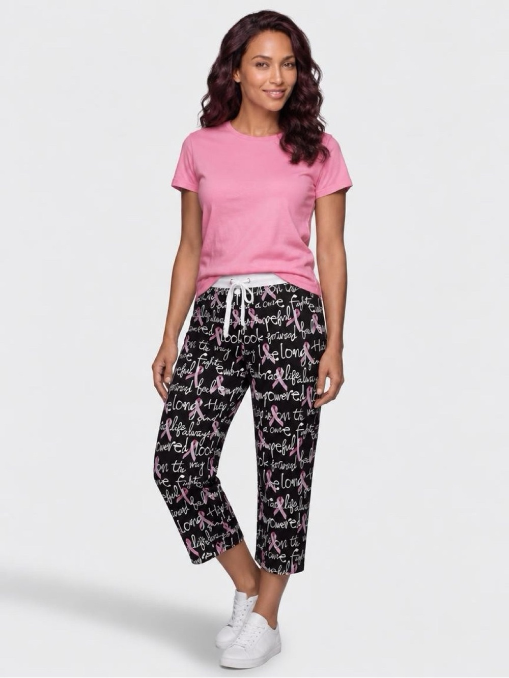 Nilla Shields Women’s Drawstring Crop Pants for Breast Cancer Awareness